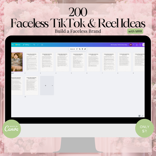200 Faceless TikTok & Reel Ideas Canva Templates