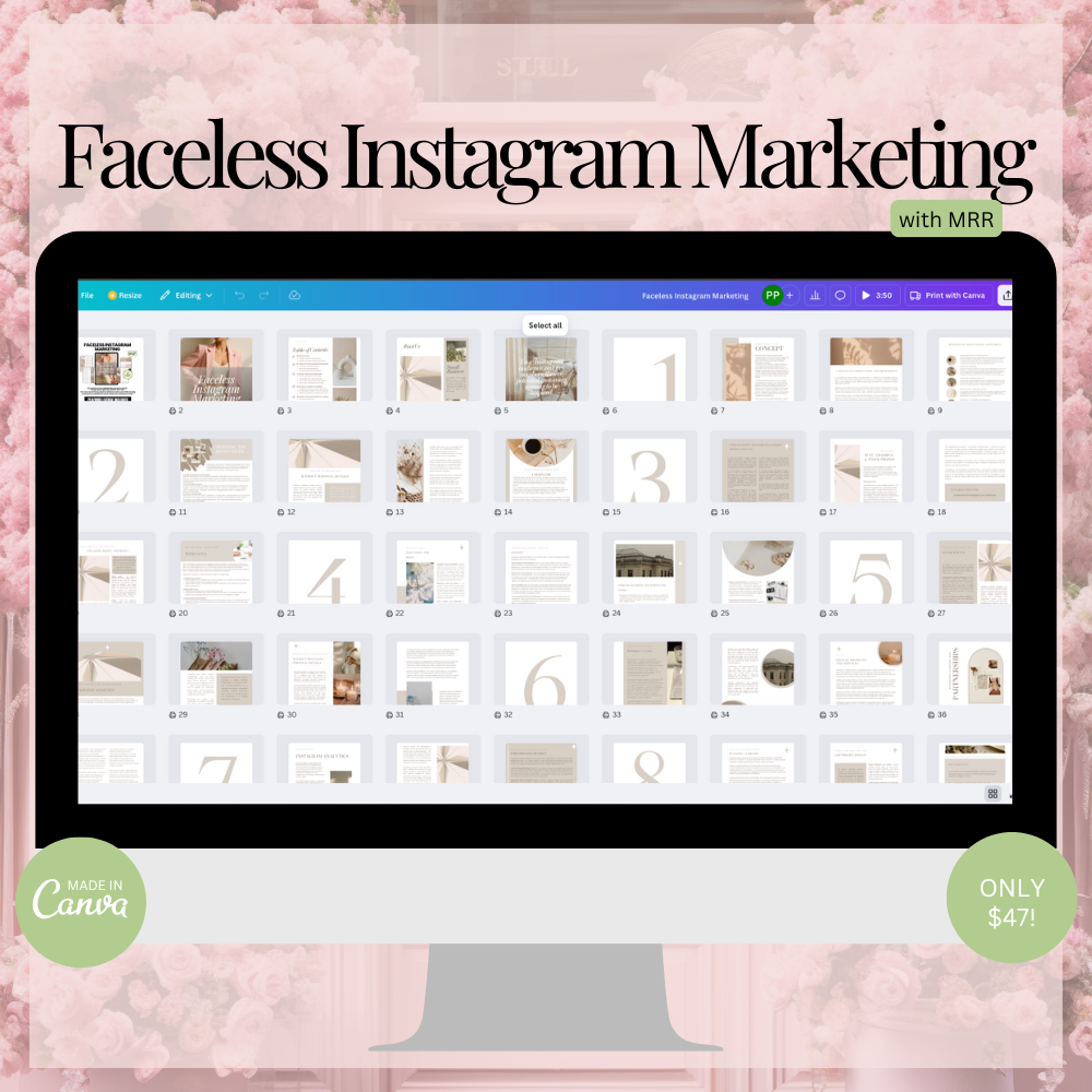 Faceless Instagram Marketing Canva Templates