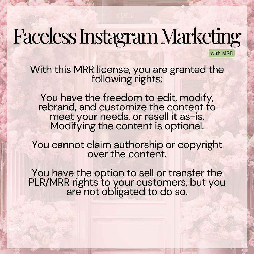 Faceless Instagram Marketing MRR License