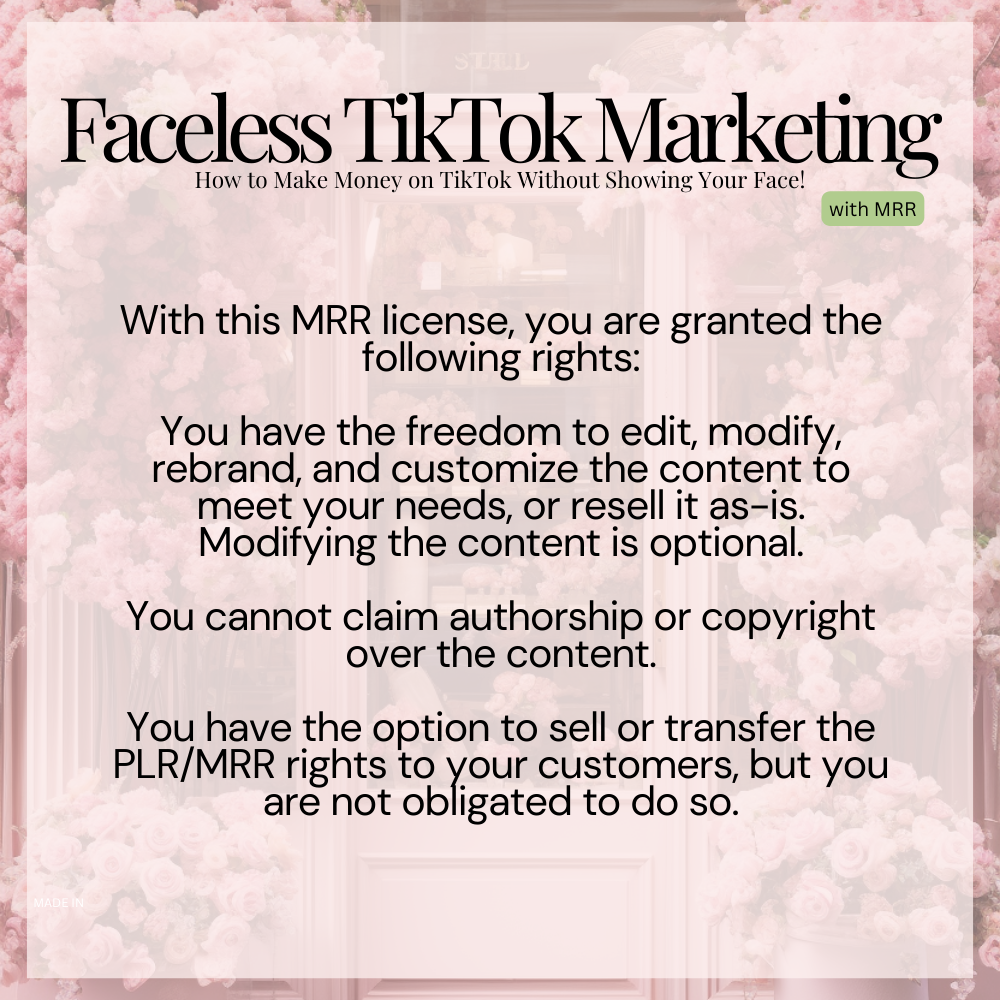 Faceless TikTok Marketing MRR License