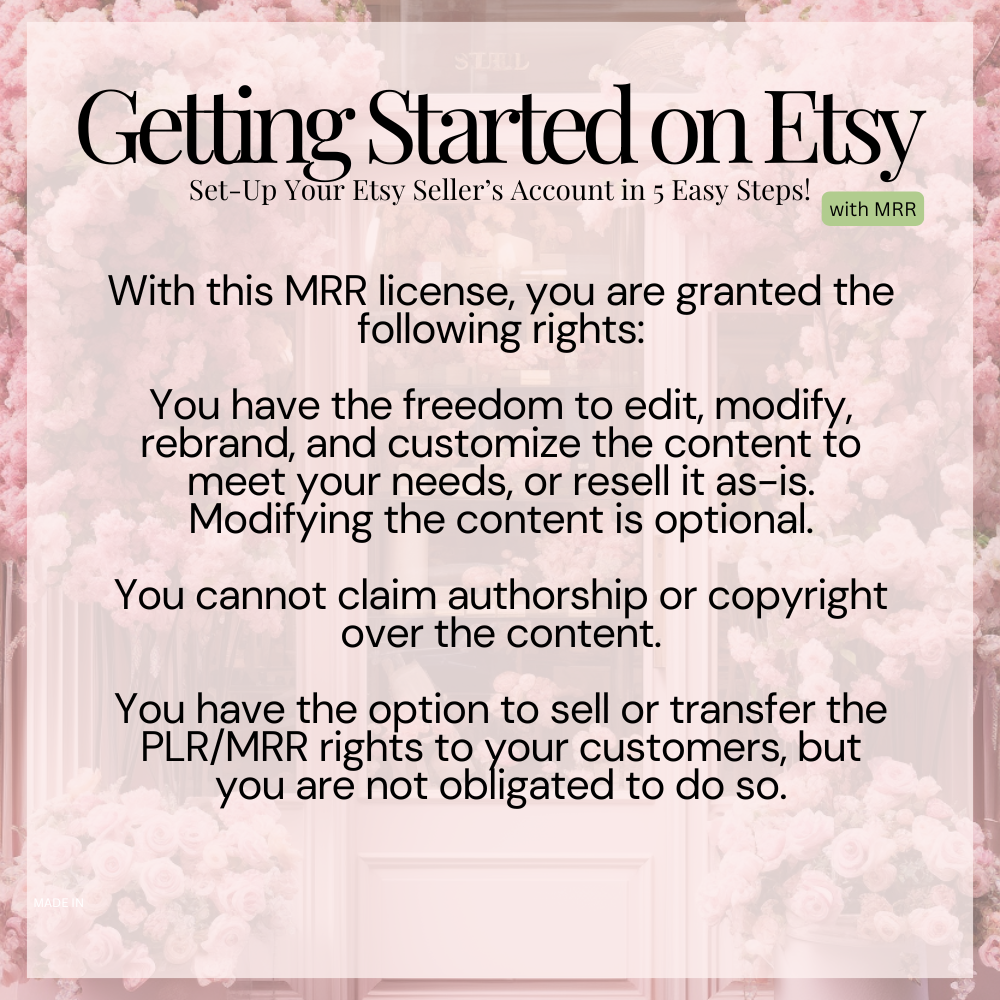 Getting Started on Etsy MRR License