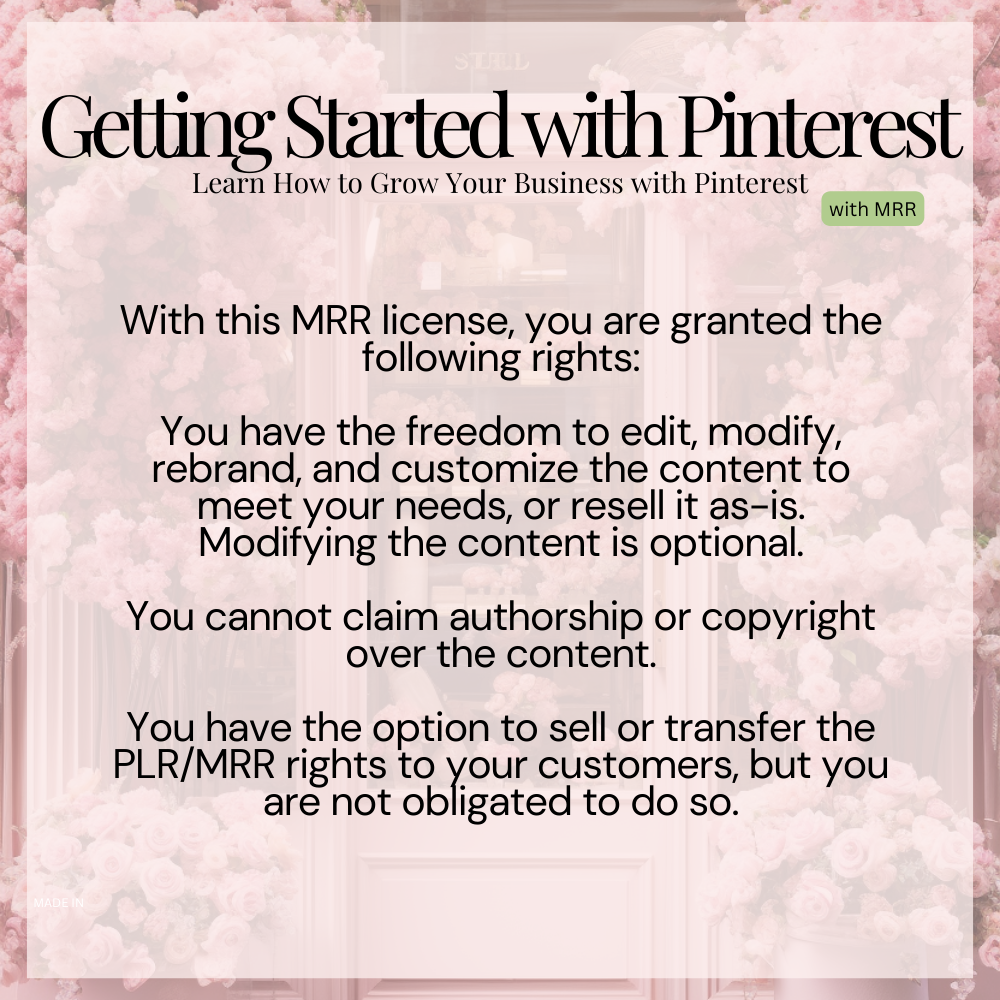 Getting Started with Pinterest MRR Licence