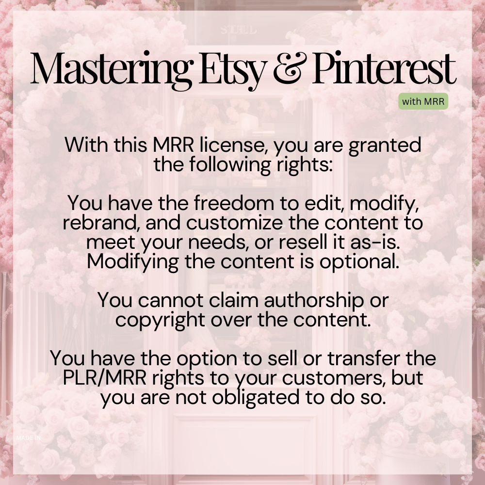 Mastering Etsy & Pinterest MRR License
