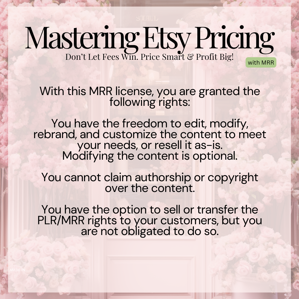 Mastering Etsy Pricing MRR License