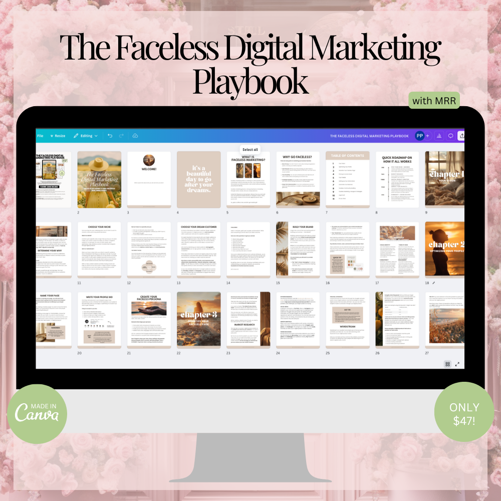 The Faceless Digital Marketing Playbook Canva Templates