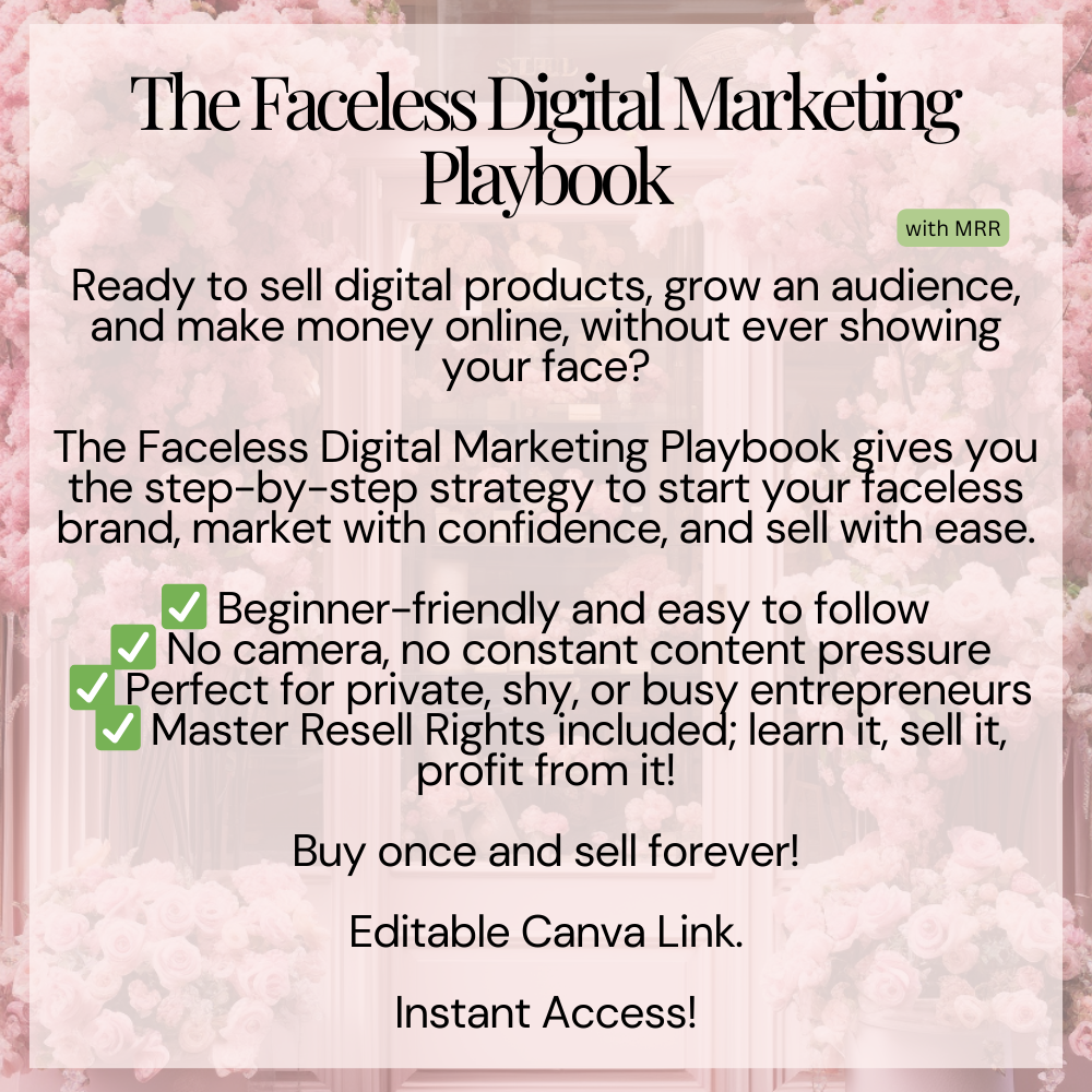 The Faceless Digital Marketing Playbook Description