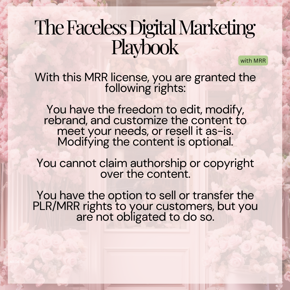 The Faceless Digital Marketing Playbook MRR License