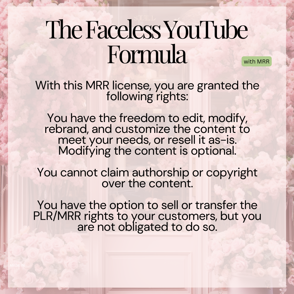 The Faceless YouTube Formula MRR License