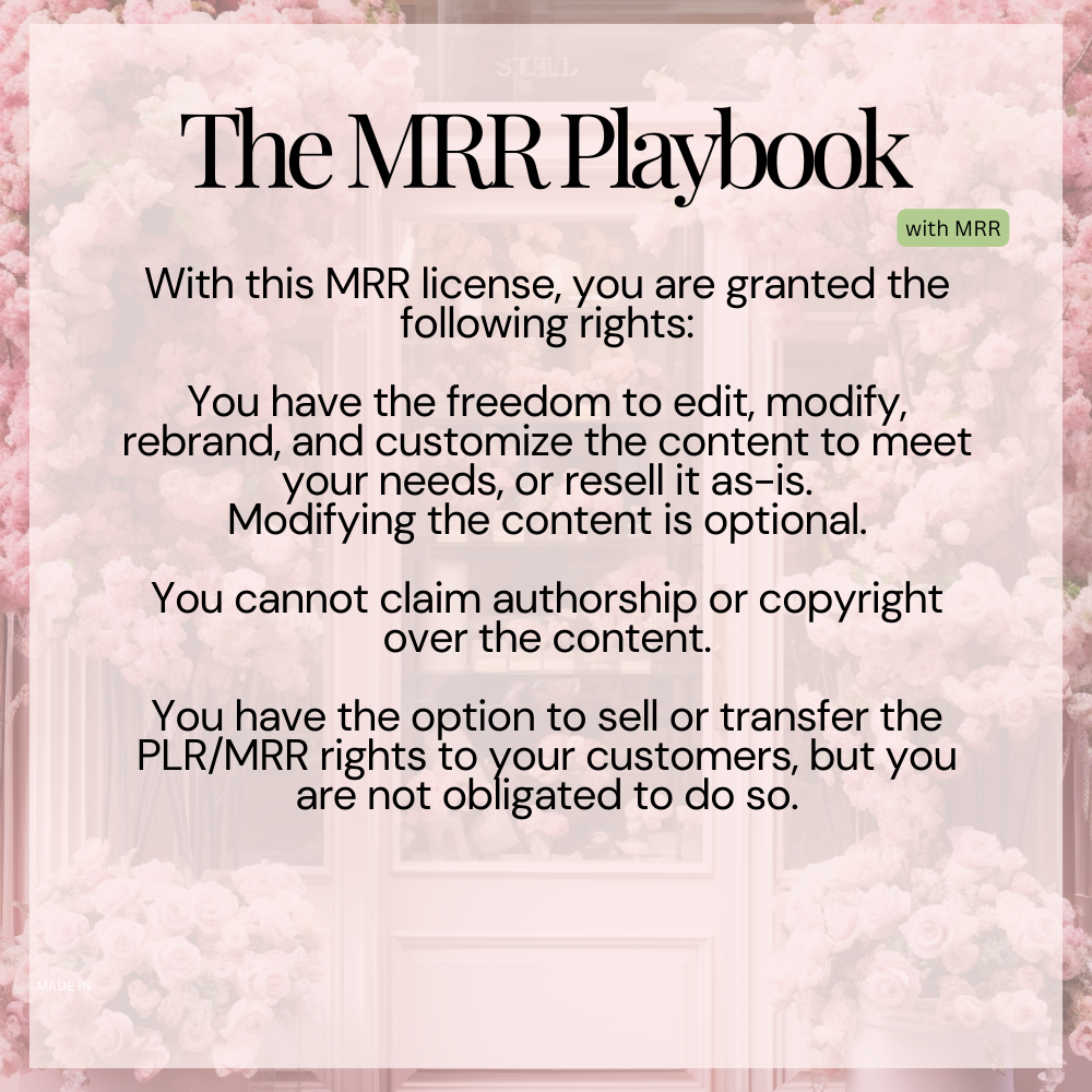 The MRR Playbook MRR License