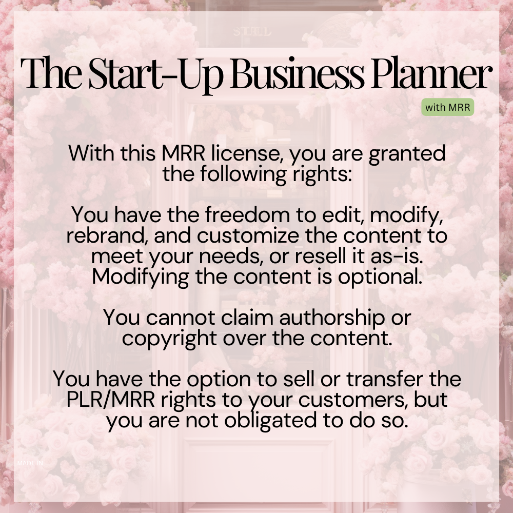 The Start-Up Business Planner MRR License