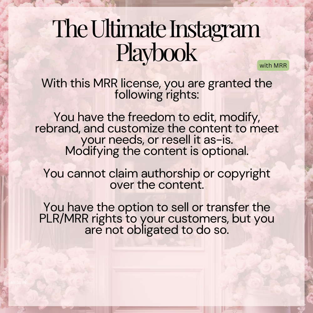 The Ultimate Instagram Playbook MRR License