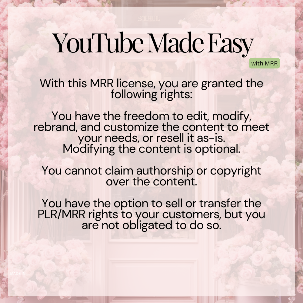 YouTube Made Easy MRR License
